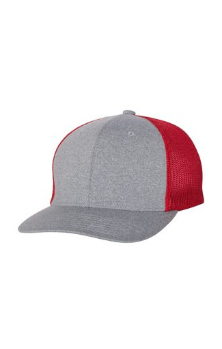 print shop asheville - Flexfit-6311-heather-grey-red